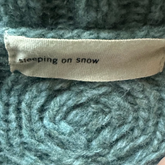 Anthropologie Sleeping on Snow Femme Fisherman Cardigan Green Lacey Cuffs Sz S P - Picture 10 of 13